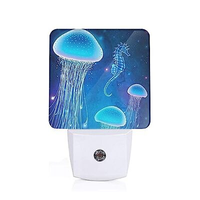 #ad Blue Jellyfish Plug in Night Lights for Wall Decorative Kids LED Night Light ... $33.98