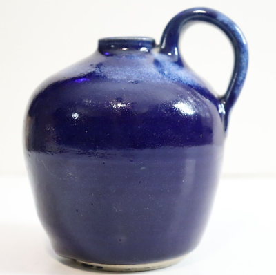 #ad Vintage Pottery Vase Studio Art Blue Handle Signed LB 9193 $7.99
