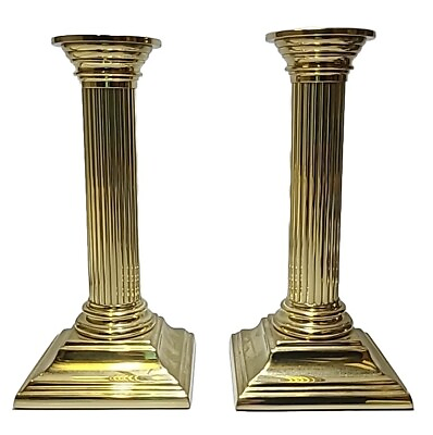 #ad Pair of Heavy Baldwin Brass Candle Sticks Holders Smithsonian 6 3 4quot; $75.00