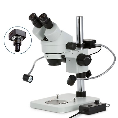 #ad Amscope 7X 45X Trinocular Stereo Zoom Microscope1.3MP CameraDual Gooseneck LED $534.99