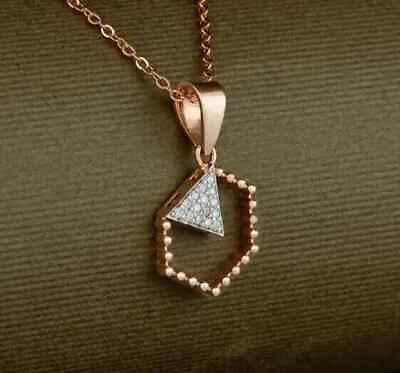 #ad Antique Women Pendant 0.50Ct Round Cut Real Moissanite 14K Rose Gold Plated $146.24