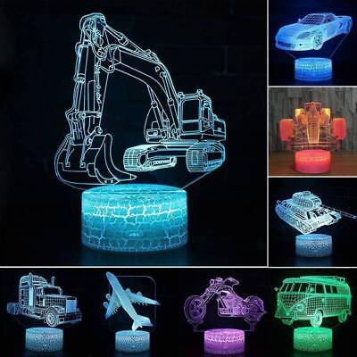 #ad 3D Illusion Car LED Night Light 16 Color Touch Remote Table Desk Lamp Kids Gifts $18.32