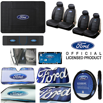 #ad New FORD Floor Mats Seat Covers Steering Wheel Cover Sun Shade $57.97
