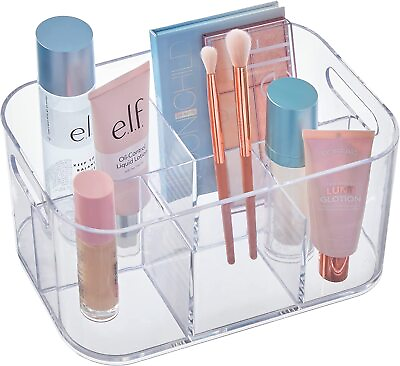 #ad Compartment Plastic Cosmetic Organizer Clear Rectangular Divided Makeup Bin $50.00