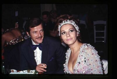 #ad Roger Moore with wife Luisa Mattioli candid shot Original 35mm Transparency $19.99
