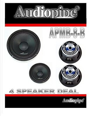#ad 2 Pairs 8quot; 500W Full Range Loud Speakers Low Mid Range APMB 8 B $164.49