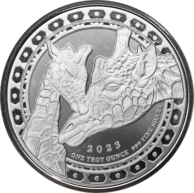 #ad 2023 Equatorial Guinea Giraffe 1 Troy oz 999 Fine Silver Coin in capsule $39.95