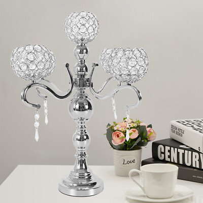 #ad 5 Arm Crystal Candelabra Votive Candle Holder Wedding Table Centerpieces Decor $40.85
