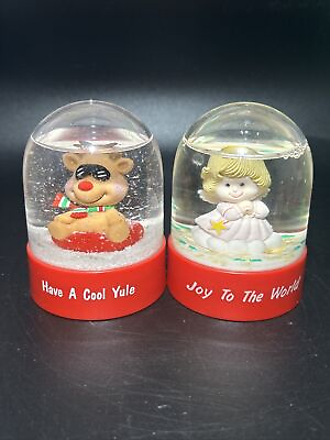 #ad Vtg Snow Globes Xmas Kids Hong Kong Russ Reindeer Angel $24.99