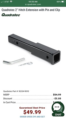 #ad Quadratec 2quot; Hitch Extension with Pin and Clip Brand New Factory Sealed 🔥🔥🔥 $29.00