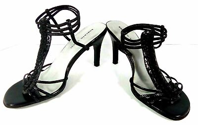 #ad Roberto Vianni Womens Heels Dress Shoes Ankle Strap Open Toe Black Size 6.5 $14.19