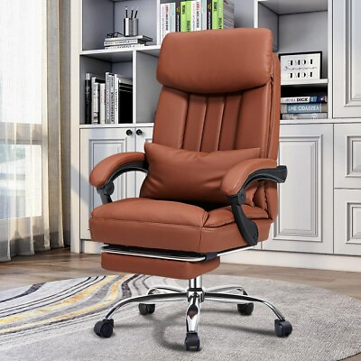 #ad Light Brown Office Chair Desk Computer Gaming Chair Recliner W Footrest Swivel $189.00