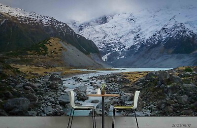 #ad 3D Mountain Grassland Stone Snow Self adhesive Removeable Wallpaper Wall Mural1 $124.99