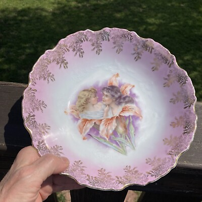 #ad Antique Victoria Carlsbad Austria Serving Bowl 9 1 2” Neoclassical Lily Pattern $22.46