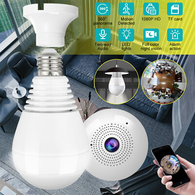 #ad HD 1080P Light Bulb Camera 360 Degrees Panoramic Wi Fi Security Cam Night Vision $14.98