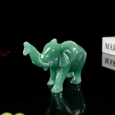 #ad 5quot; Green Aventurine Lifelike Elephant Hand Carved Reiki Healing Decor Totem Gift $114.47