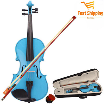 #ad High Level New Top Quality 4 4 Acoustic Violin Set casebowrosin Basswood Blue $63.59