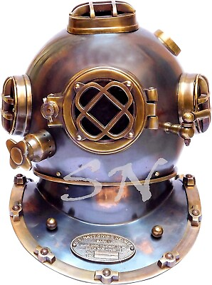 #ad Brass Antique Helmet Deep Sea US Navy Mark V Diving Scuba Divers 18quot; $299.00
