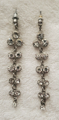 #ad Clear Crystal Dangle Drop Stud Earrings $6.99