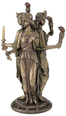 #ad Bronze Finish Triple Form Hecate Greek Goddess of Magic Statue $74.93