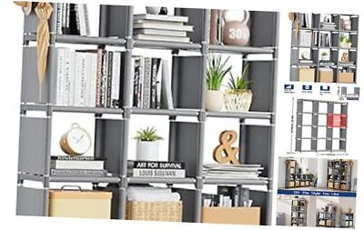 #ad Book Shelf 12 Cube Storage Organizer DIY Bookcase Metal Cube 12 Grid Grey $59.23