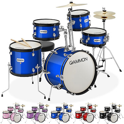 #ad 5 Piece Junior Drum Set Beginner Percussion Kit with Stool and Stands $197.99