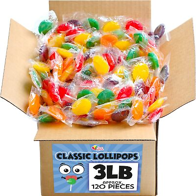 #ad Lollipops – 3 Pounds – Classic Lollipops Individually Wrapped – Flat Lolipops... $30.75