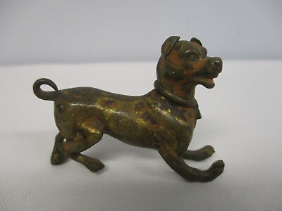 #ad ANTIQUE COLD PAINTED BRONZE PLAYFUL DOG FIGURE 1 5 8quot; HIGH $45.00