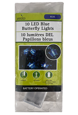 #ad NIB Light Strand 10 LED Blue Butterfly Lights Indoor AA Battery $10.90