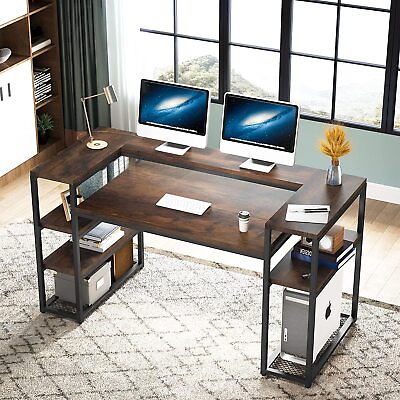 #ad Industrial Office Computer Desk Workstation with Monitor Stand and Storage Shelf $149.22