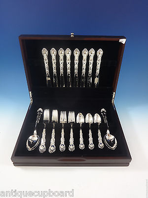 #ad French Scroll by Alvin Sterling Silver Flatware Set For 8 Service 34 Pieces $1750.00
