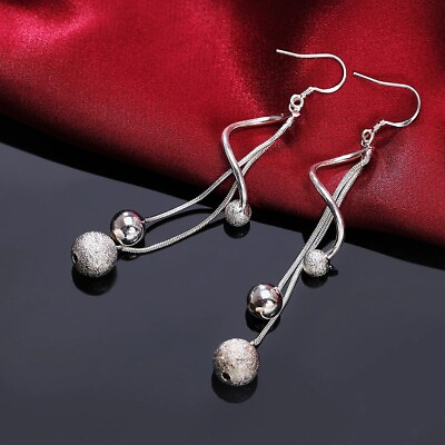 #ad silver color earrings high quality fashion elegant women classic jewelry trendy $9.99