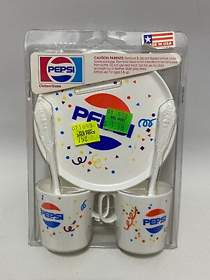 #ad Pepsi Majik Plate amp; Cup Party Set 1980#x27;s Chilton Toys Vintage Cola Advertising $10.95