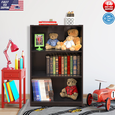 #ad 3 Tier Adjustable Shelf Bookcase Display Books Home Composite Wood Bedroom New $30.26