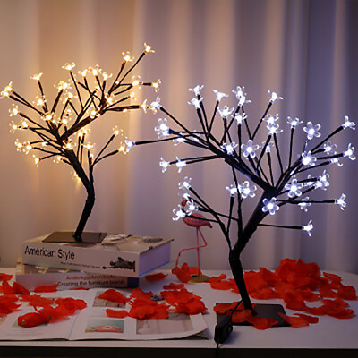 #ad LED Cherry Blossom Tree Lamp Table Desk Night Light Home Office Decorative Decor $26.12
