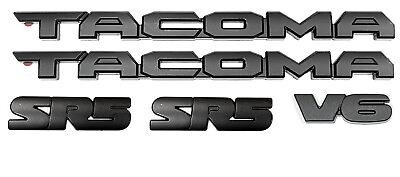 #ad 5 Pcs Overlay Matt Black Blackout Emblem Badge Letter For 16 23 Tacoma SR5 V6 $44.50