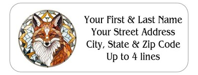#ad 150 Beautiful Fox Stained Glass Mailing Return Address Labels Personalized $7.99
