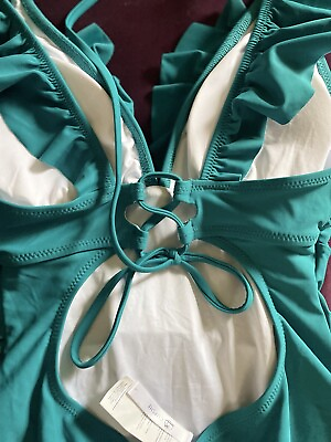 #ad CUPSHE Women One Piece Swimsuit Ruffled Beach Swimwear Tummy Control Large $42.00