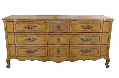 #ad Mid Century Country French Provincial Serpentine 9 Drawer Triple Dresser 72quot; $1280.00