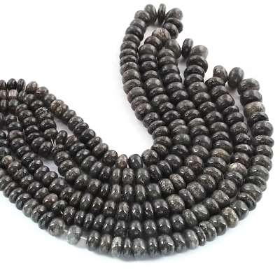 #ad 1 Strand Black Rutile Rondelles Beads Smooth Beads 18 Inches 7mm 12mm Rutile $21.59