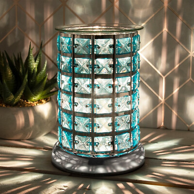 #ad Jewelled Aroma Lamp 25W Crystal Touch Sensitive aroma lamp Silver amp; TEAL NEW $27.08