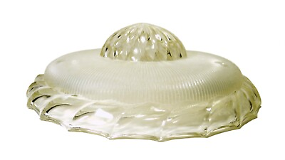 #ad Vtg Retro 11quot; Clear Glass Shade for Ceiling Light Fixture Art Deco Swirl Pattern $33.24