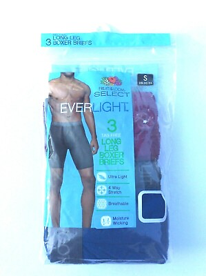 #ad Fruit of the Loom Men#x27;s Small 3 Pack Everlight Long Leg Boxer Briefs Multicolor $13.22