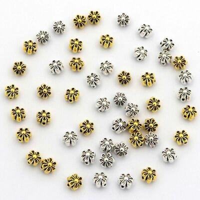 #ad 50 Pcs Tibetan Silver Loose Spacers Bracelet Bead Necklace Charms Jewelry Making $12.83