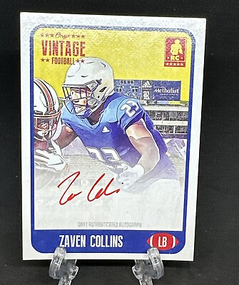 #ad Zaven Collins 2021 Onyx Vintage Football Red Signatures Auto #FAZC Tulsa RC 25 $12.00