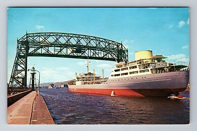 #ad Duluth MN Minnesota Foreign Ships in Harbor c1965 Antique Vintage Postcard $6.99