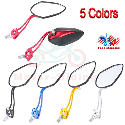 #ad 8mm 10mm Universal Motorcycle Motorbike Scooter Rearview Side Mirrors US Ship $12.99