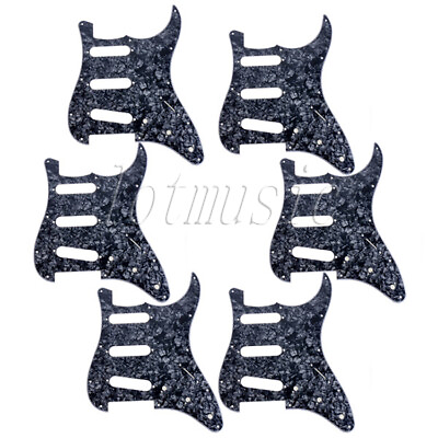 #ad 6pcs Guitar SSS Pickguard 3PLY 11Hole Gray Black Pearl for Fender ST replacement $44.99