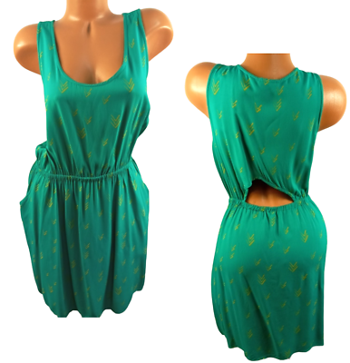 #ad Mossimo supply co. green tribal cut out back elastic waist sleeveless dress XXL $13.99