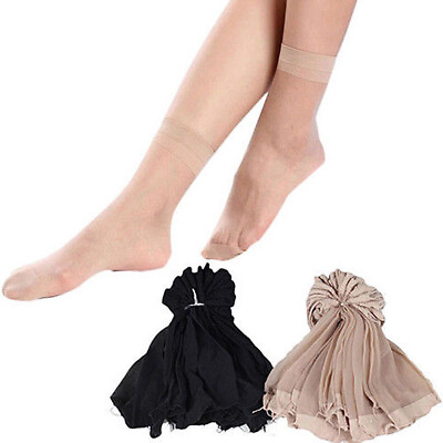 #ad 10 20 Pairs Women Nylon Elastic Short Ankle Sheer Stockings Silk Short Socks US#x27; $3.40